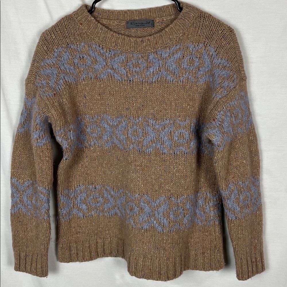 Elsa Manda Brown and Blue Wool Blend Cozy Sweater